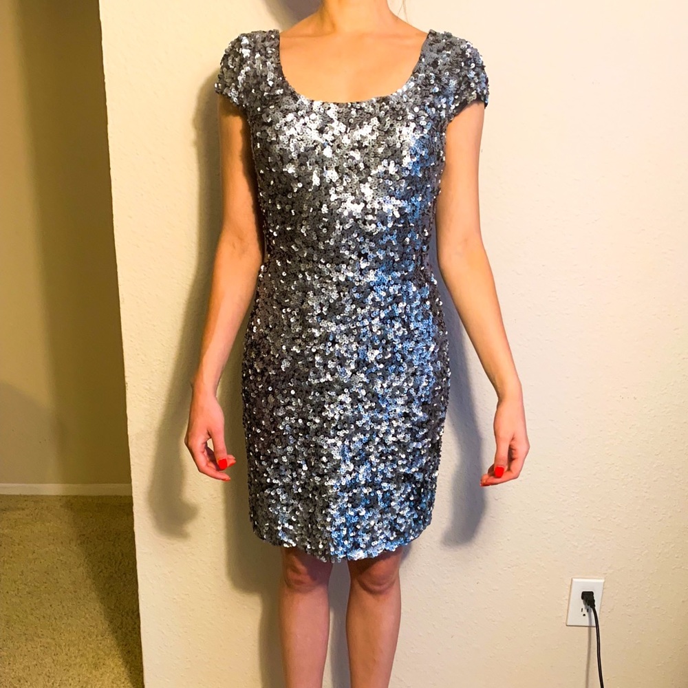 Silver Sequin Cocktail Dress